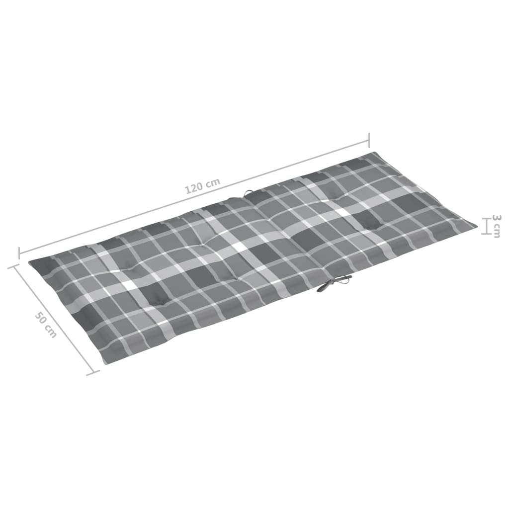 Sedie Giardino 2 pz con Cuscino Grigio a Quadri Teak Massello - homemem39
