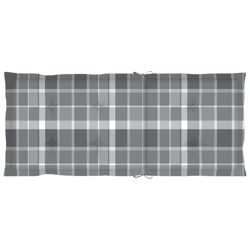 Sedie Giardino 2 pz con Cuscino Grigio a Quadri Teak Massello - homemem39