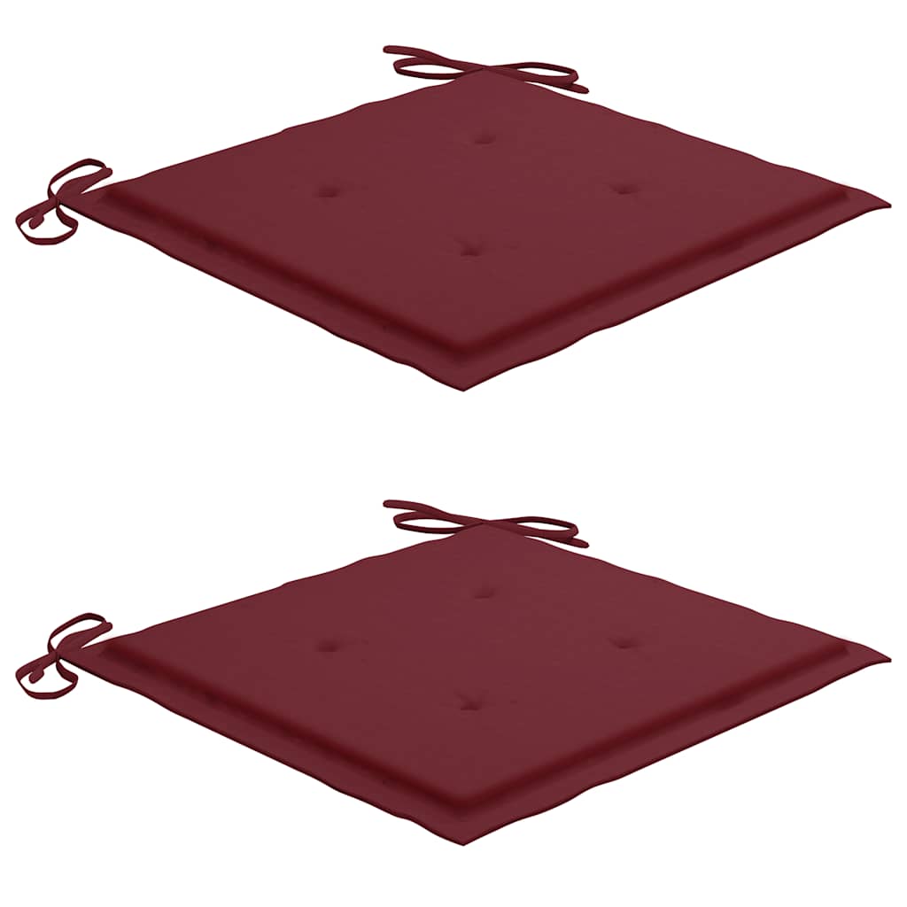 Sedie da Giardino 2 pz con Cuscini Rosso Vino Massello di Teak - homemem39