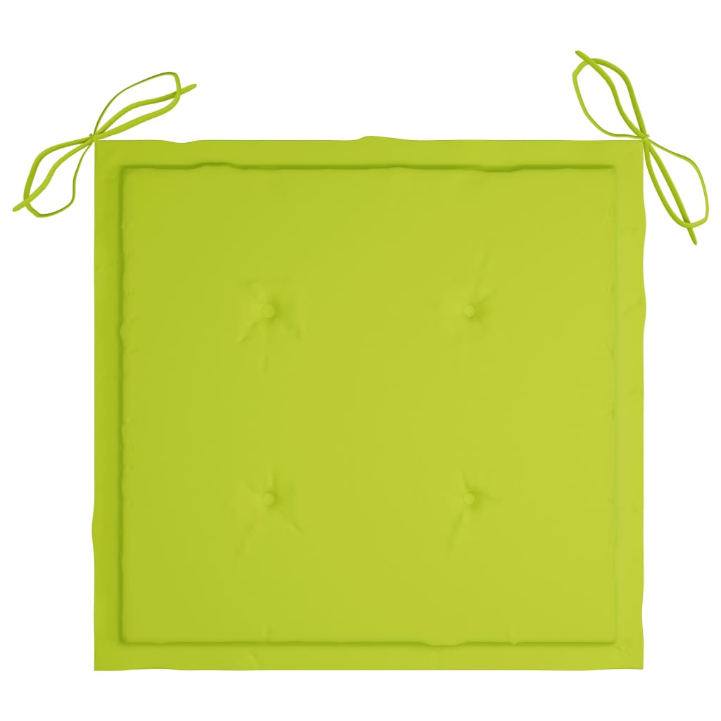 Sedie Giardino 2 pz e Cuscini Verde Brillante Massello di Teak - homemem39