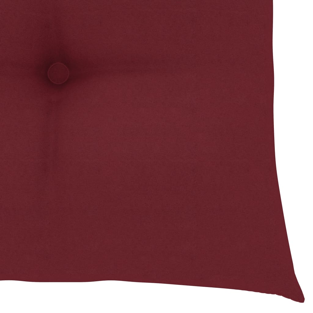 Sedie da Giardino 2 pz con Cuscini Rosso Vino Massello di Teak - homemem39