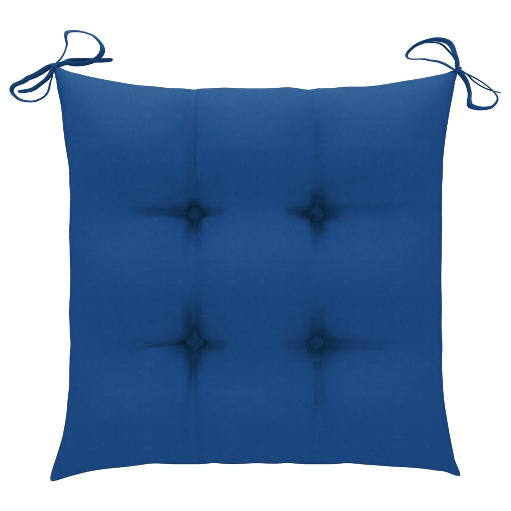 Sedie da Giardino 2 pz con Cuscini Blu in Massello di Teak - homemem39