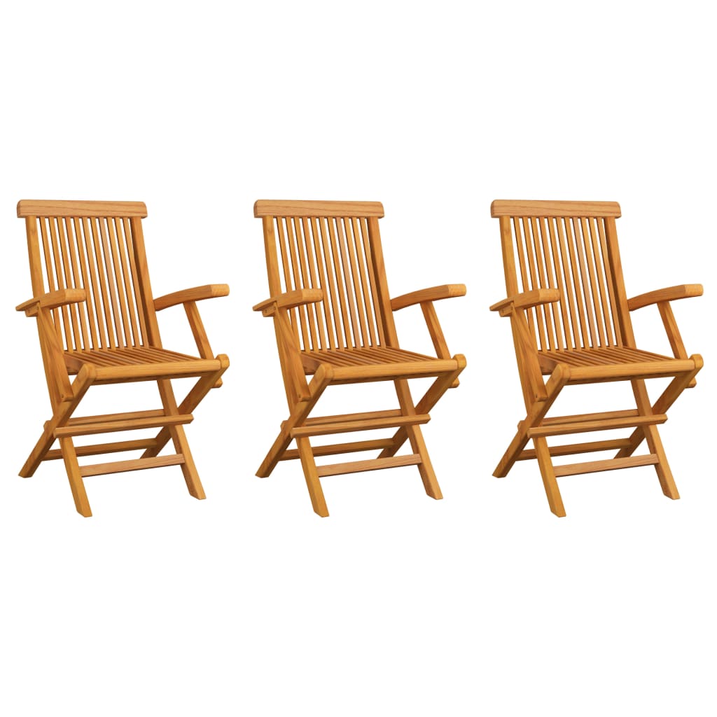 Sedie da Giardino con Cuscini Antracite 3pz Legno Massello Teak - homemem39