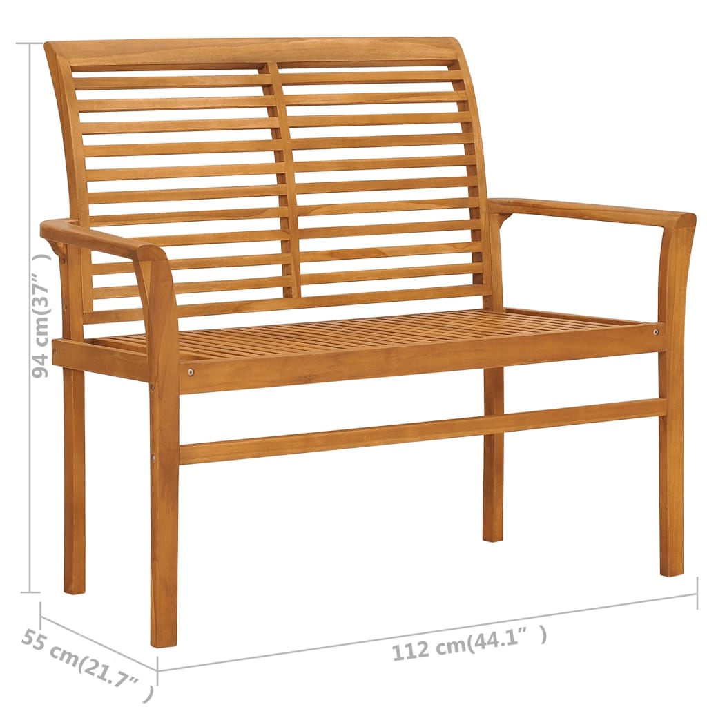 Panca da Giardino con Cuscino Azzurro 112 cm in Legno di Teak - homemem39