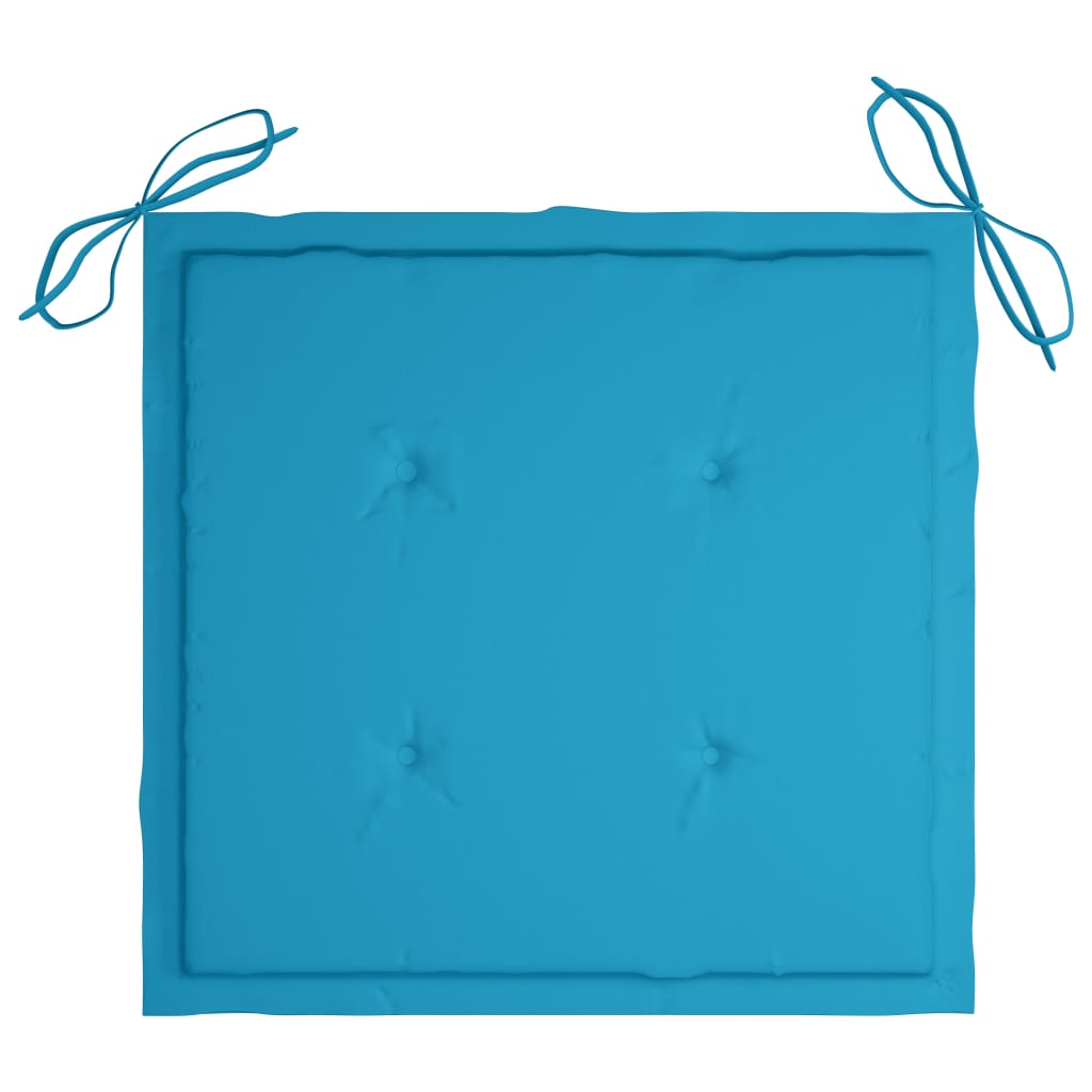 Sedia a Dondolo con Cuscino Blu in Massello di Teak - homemem39