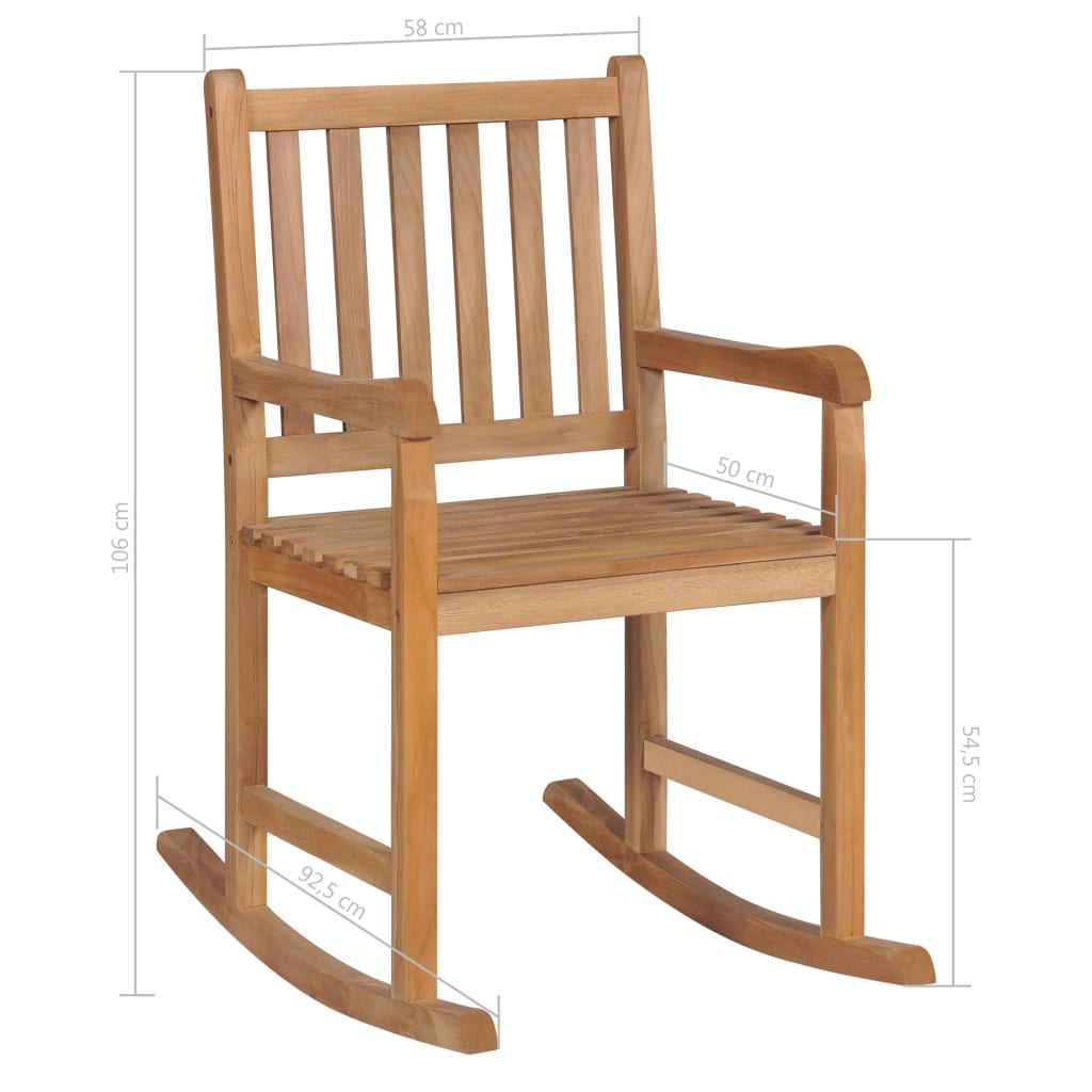 Sedia a Dondolo con Cuscino Blu in Massello di Teak - homemem39