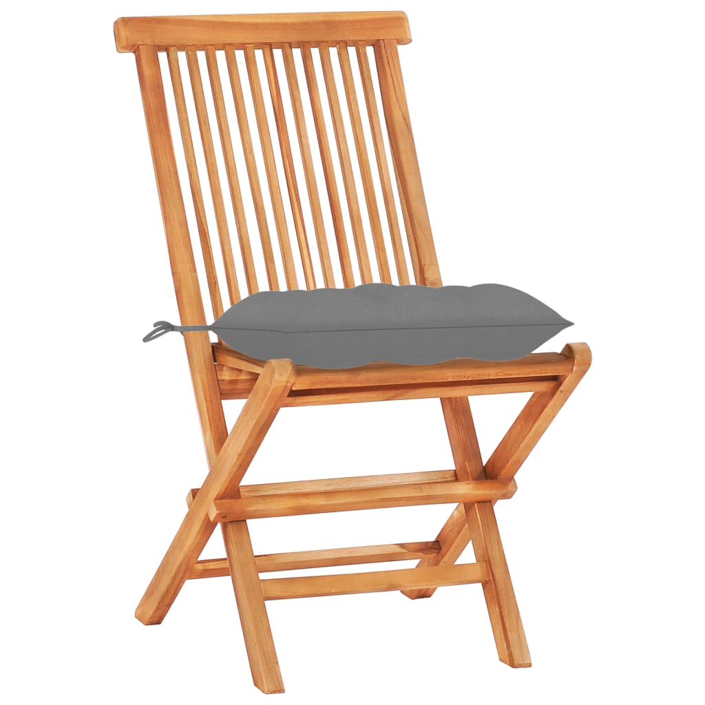 Set da Bistrot 3 pz con Cuscini Grigi in Legno Massello di Teak | homemem39