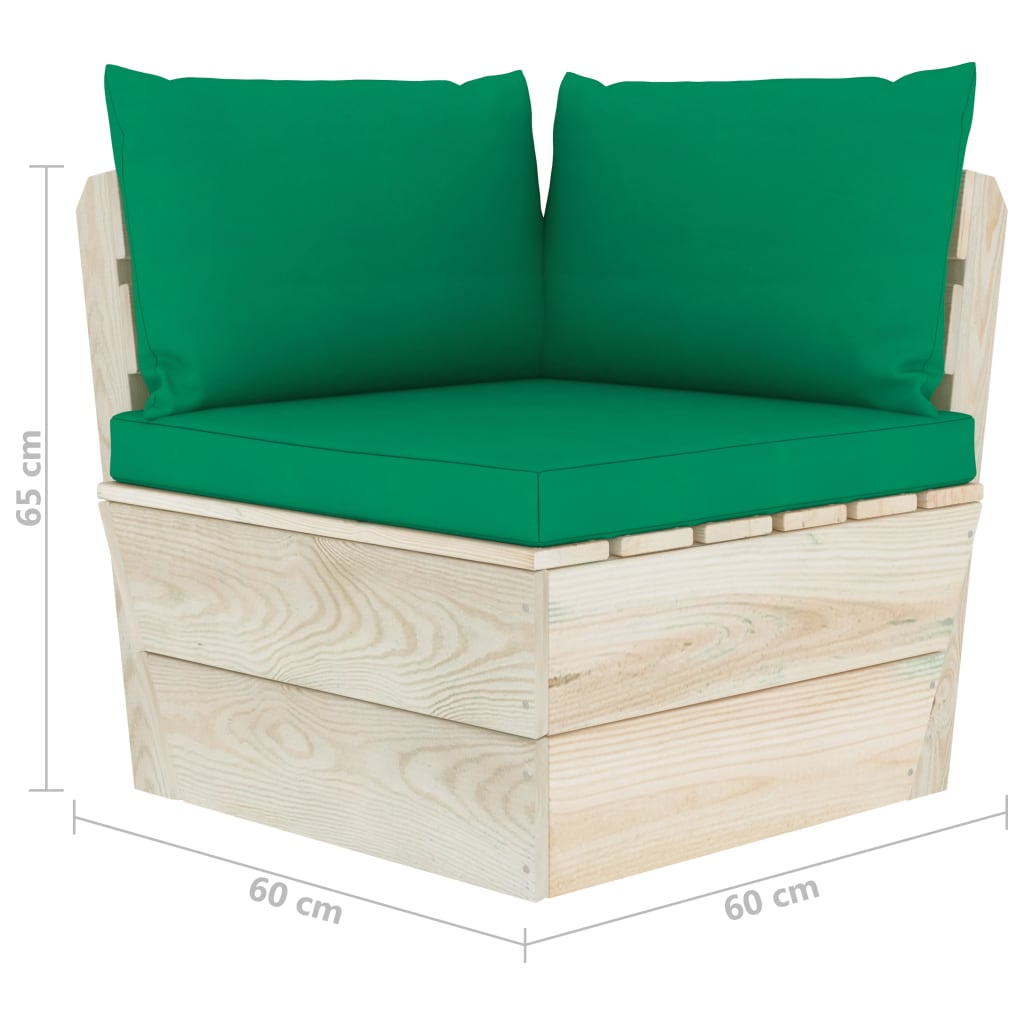 Divano Angolare da Giardino su Pallet e Cuscini Legno di Abete | homemem39