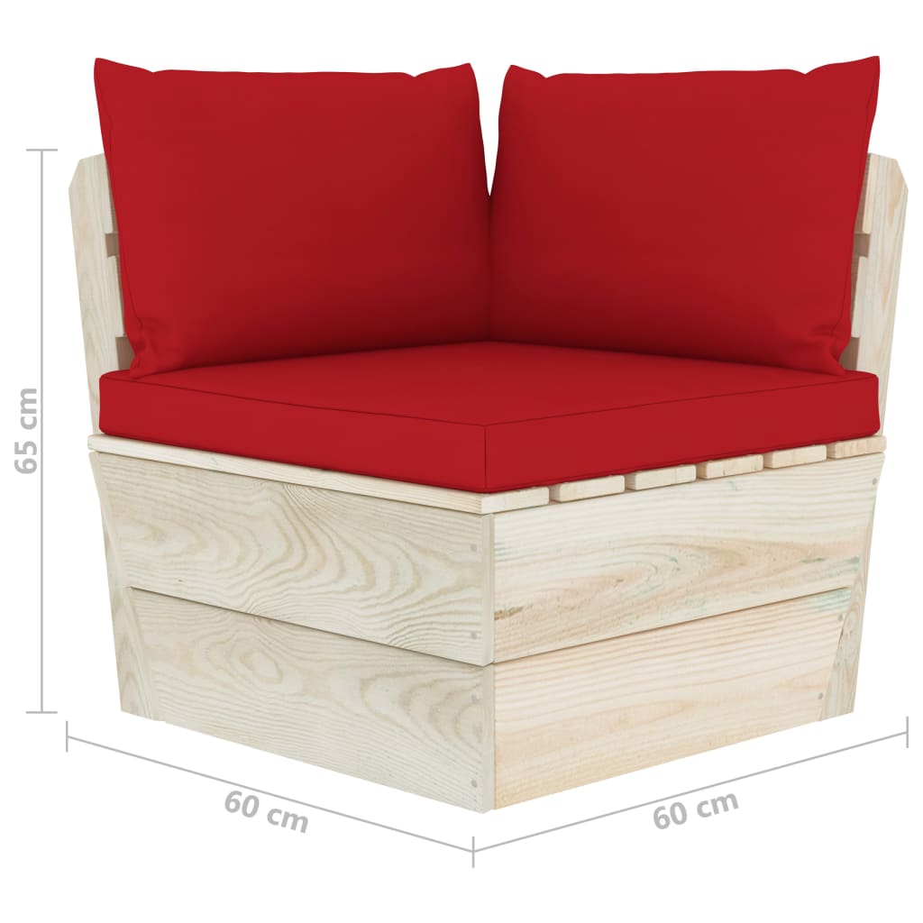 Divano Angolare da Giardino su Pallet e Cuscini Legno di Abete | homemem39