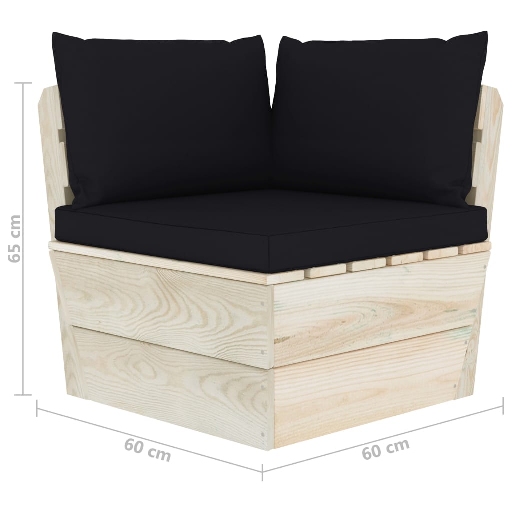 Divano Angolare da Giardino su Pallet e Cuscini Legno di Abete | homemem39