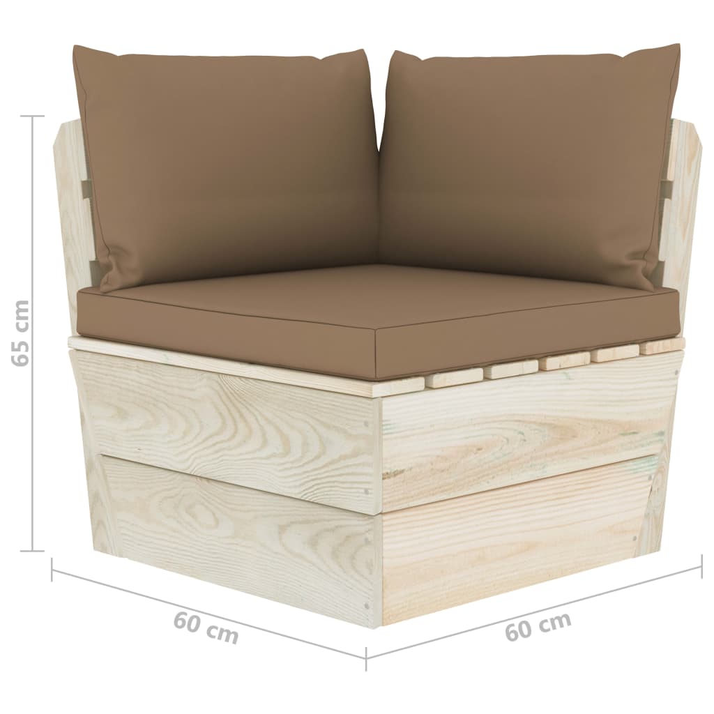 Divano Angolare da Giardino su Pallet e Cuscini Legno di Abete | homemem39