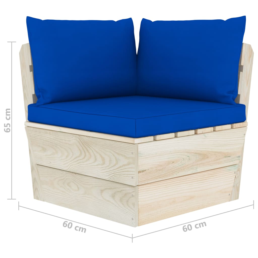 Divano Angolare da Giardino su Pallet e Cuscini Legno di Abete | homemem39