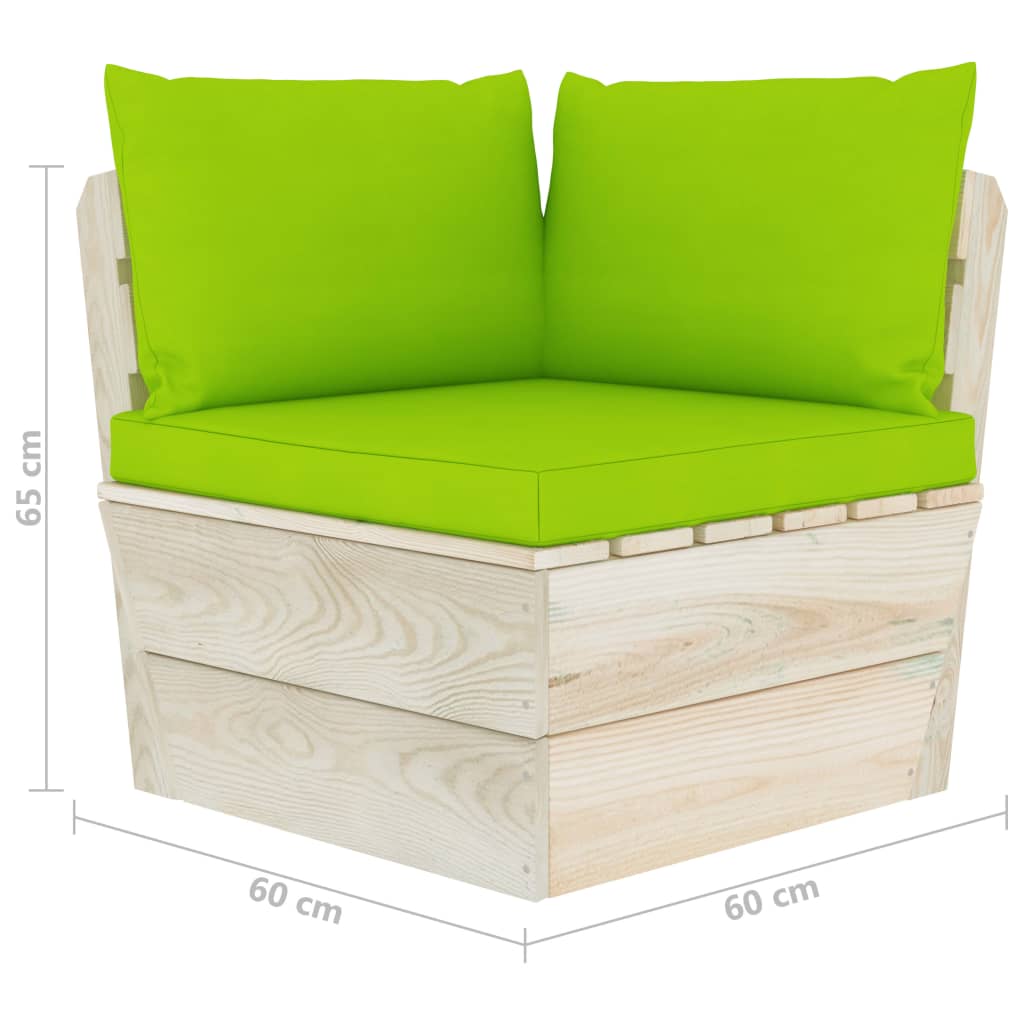 Divano Angolare da Giardino su Pallet e Cuscini Legno di Abete | homemem39