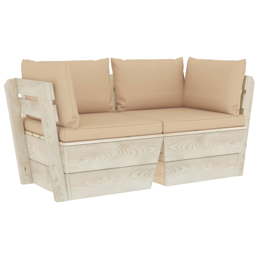 Divano da Giardino a 2 Posti su Pallet con Cuscini Legno Abete - homemem39