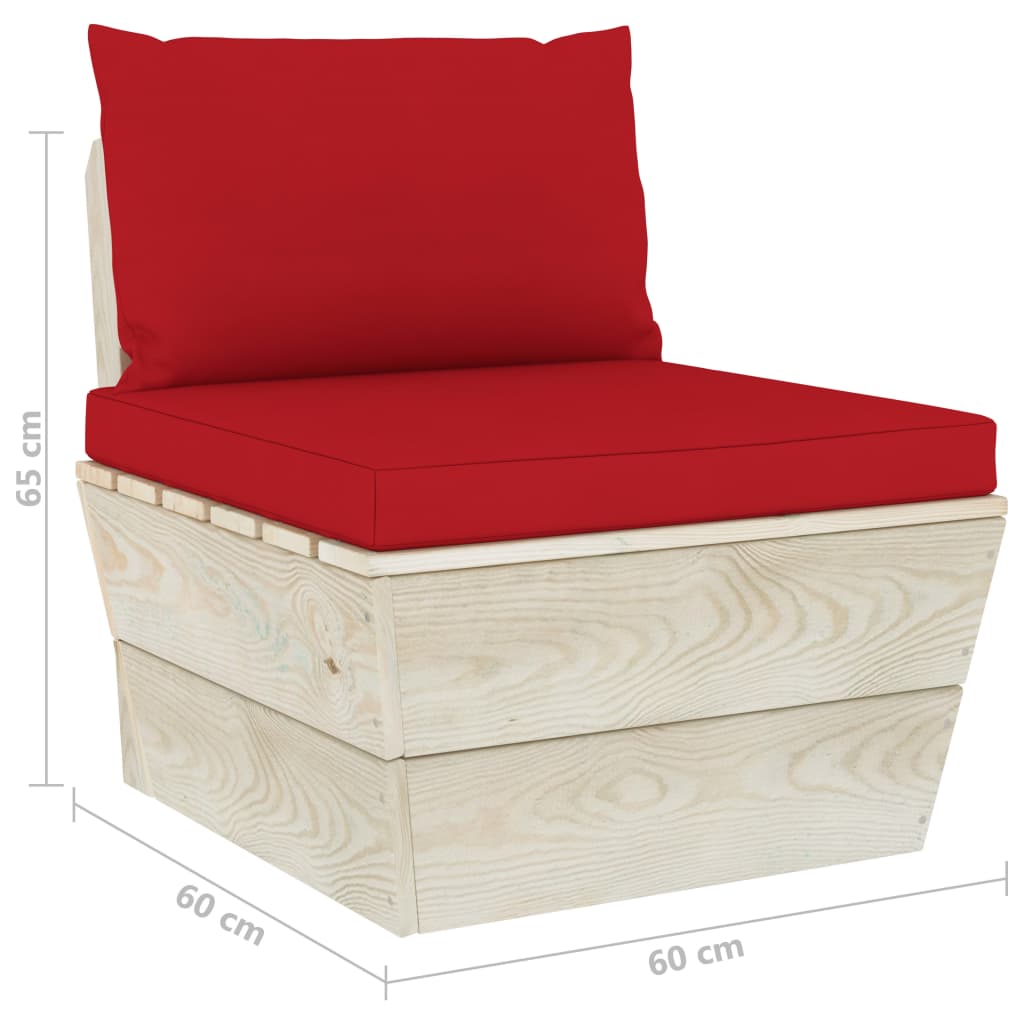 Set Divani da Giardino su Pallet 6 pz con Cuscini Legno Abete - homemem39