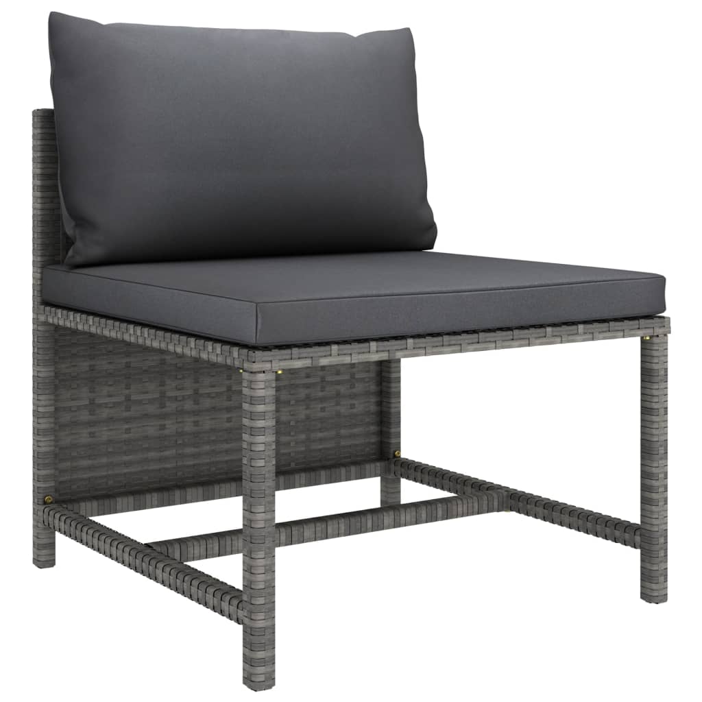 6-piece Garden Sofa Set with Gray Polyrattan Cushions
