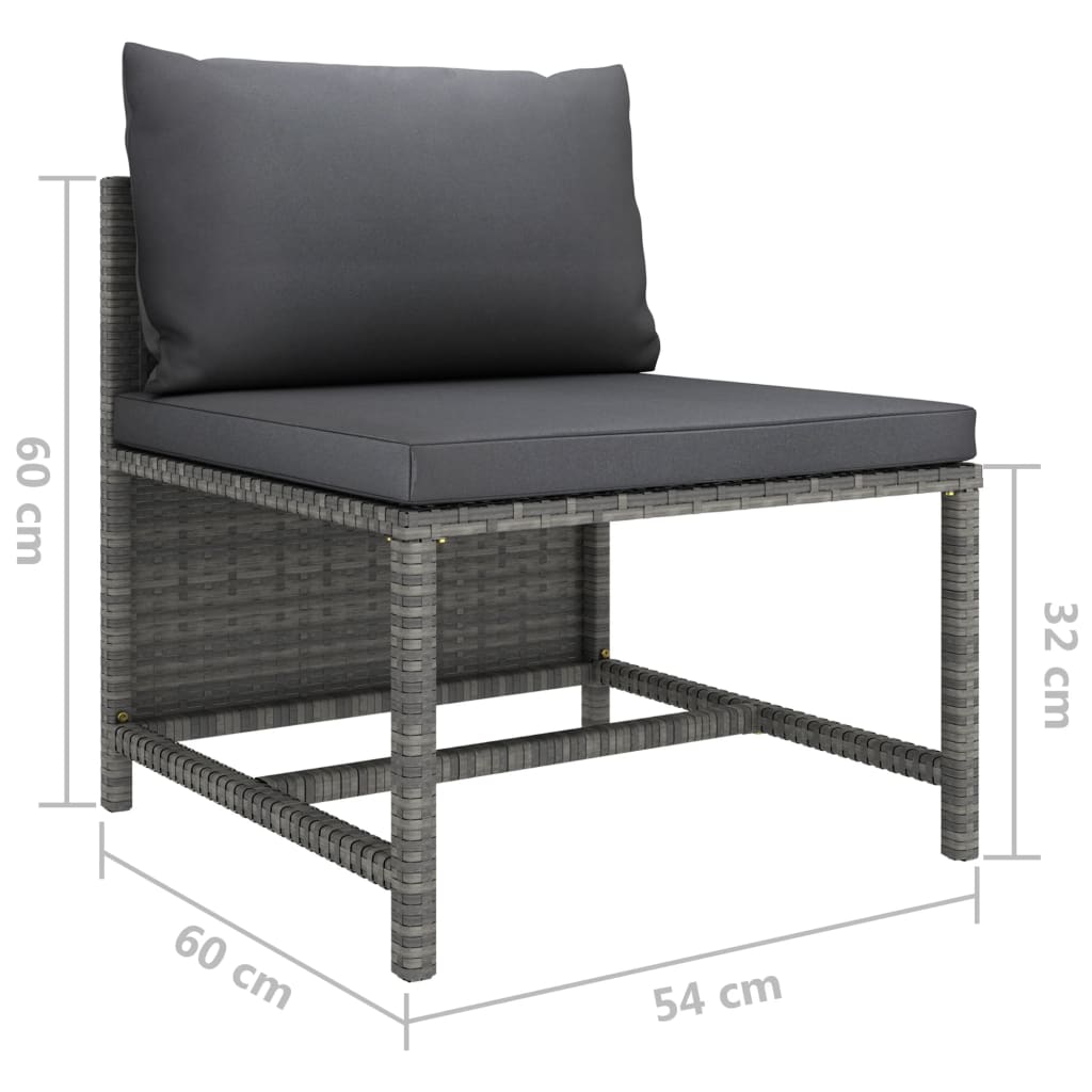 6-piece Garden Sofa Set with Gray Polyrattan Cushions