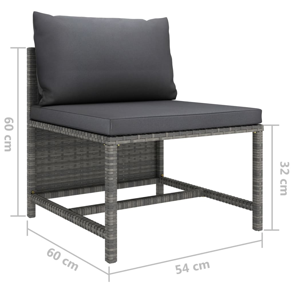 Set Divani da Giardino 8 pz con Cuscini in Polyrattan Grigio | homemem39