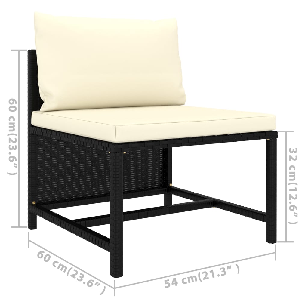 Set Divani da Giardino 5 pz con Cuscini in Polyrattan Nero | homemem39