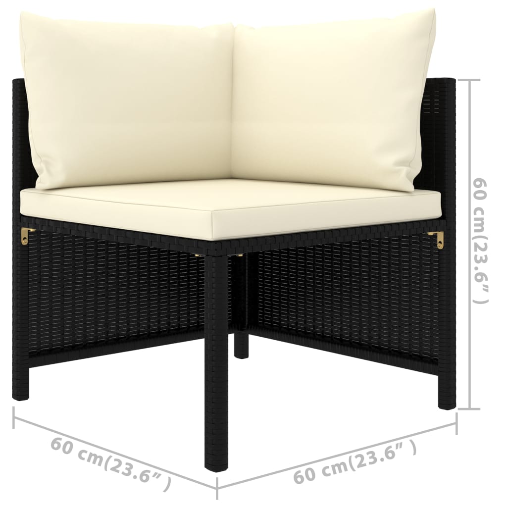 Set Divani da Giardino 5 pz con Cuscini in Polyrattan Nero | homemem39