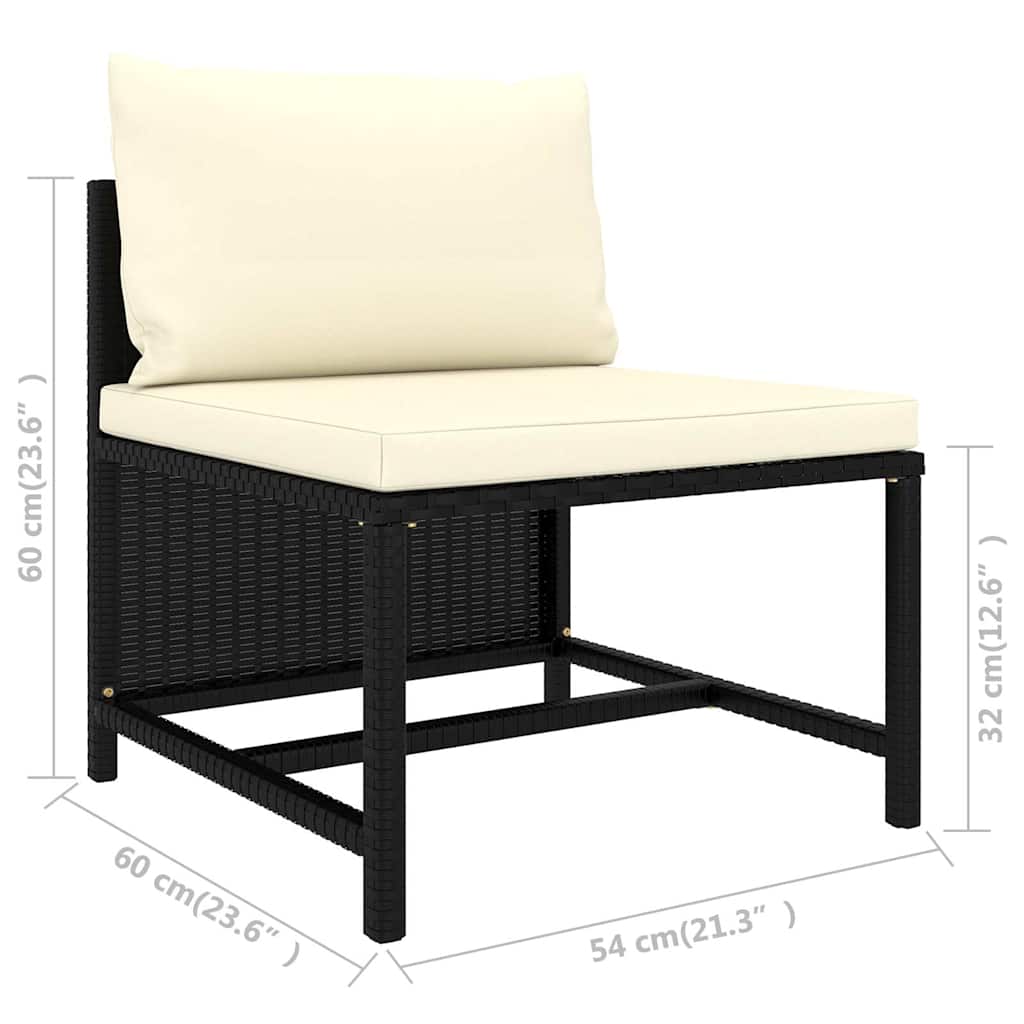 Set Divani da Giardino 7 pz con Cuscini in Polyrattan Nero | homemem39
