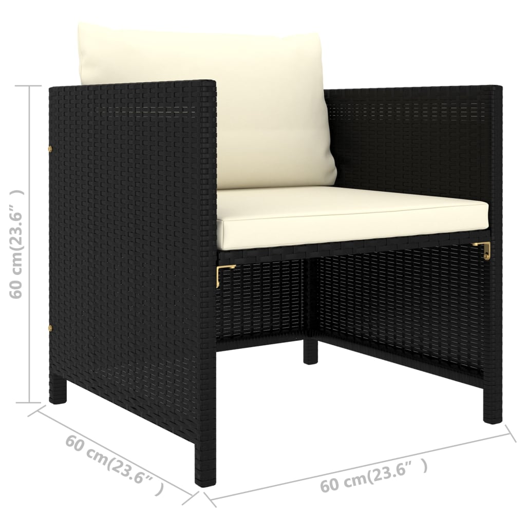 Set Divani da Giardino 12 pz con Cuscini in Polyrattan Nero | homemem39