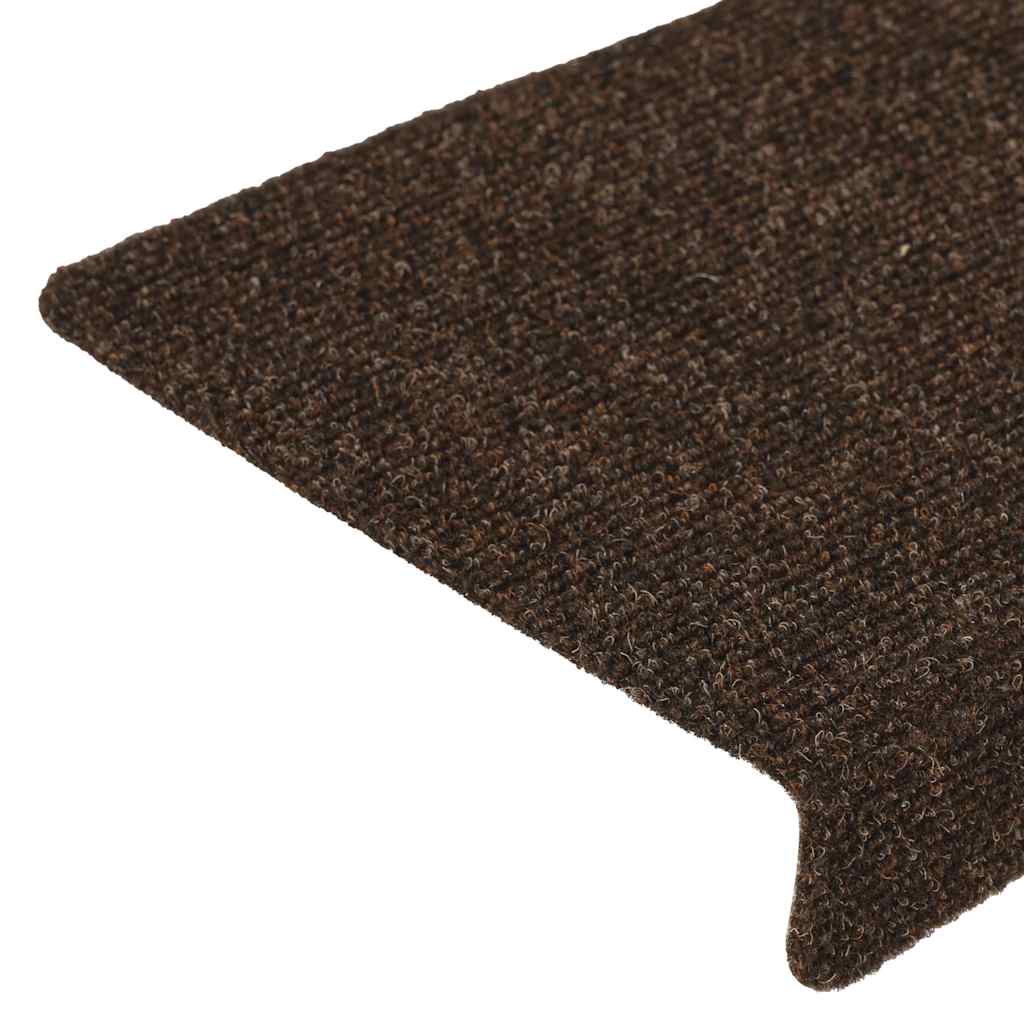 Tappetini per scale autoadesivi 15 pz 65x21x4 cm marrone bordo rettangolare - homemem39