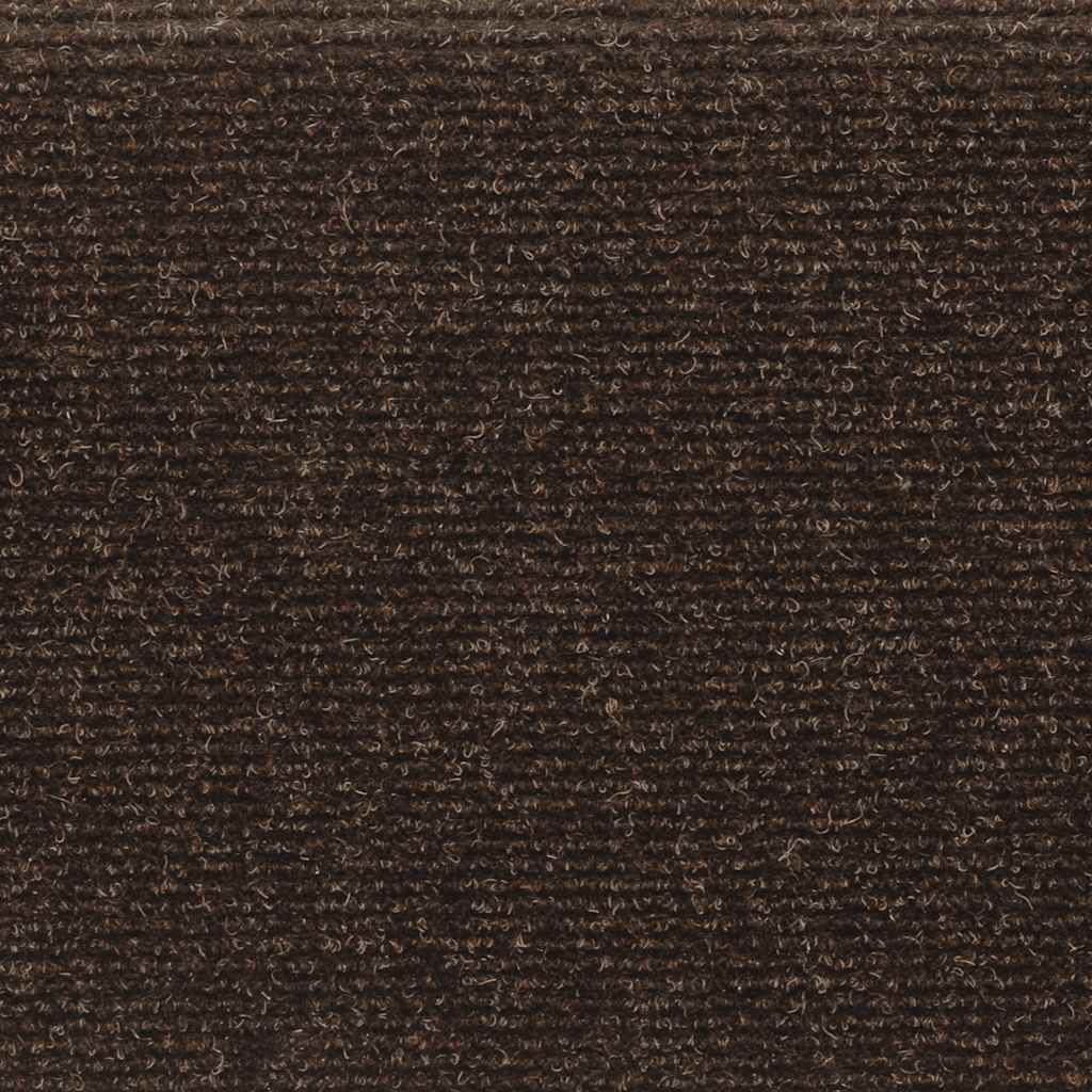 Tappetini per scale autoadesivi 15 pz 65x21x4 cm marrone bordo rettangolare - homemem39