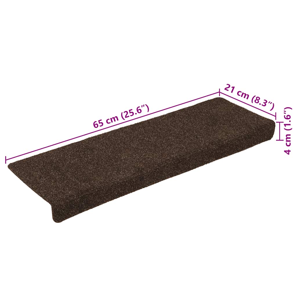 Tappetini per scale autoadesivi 15 pz 65x21x4 cm marrone bordo rettangolare - homemem39