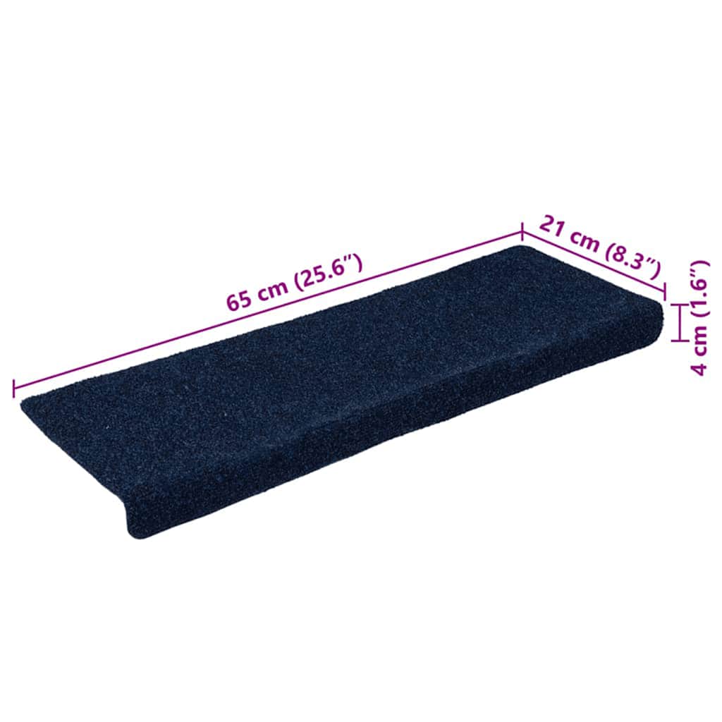 Tappetini per scale autoadesivi 15 pz 65x21x4 cm blu navy bordo rettangolare | homemem39