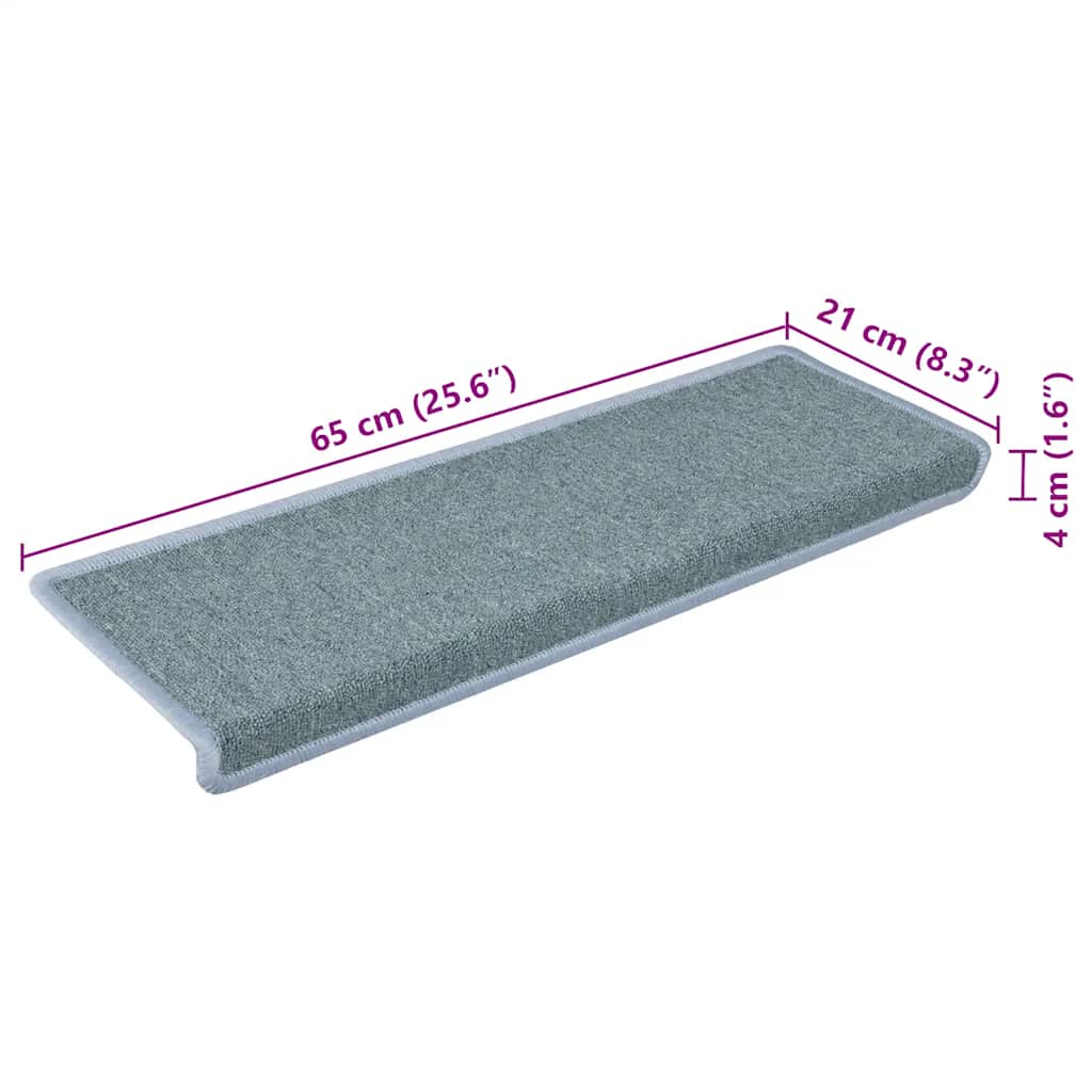 Tappetini per scale 15 pz 65x21x4 cm Blu mare con bordo rettangolare | homemem39