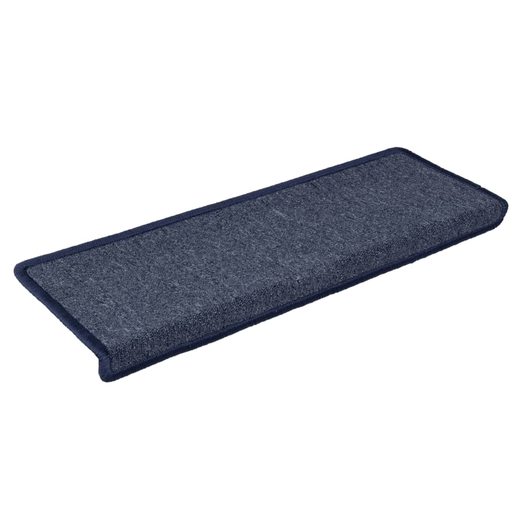 Tappetini per scale 15 pz 65x21x4 cm Grigio scuro e blu con bordo rettangolare - homemem39