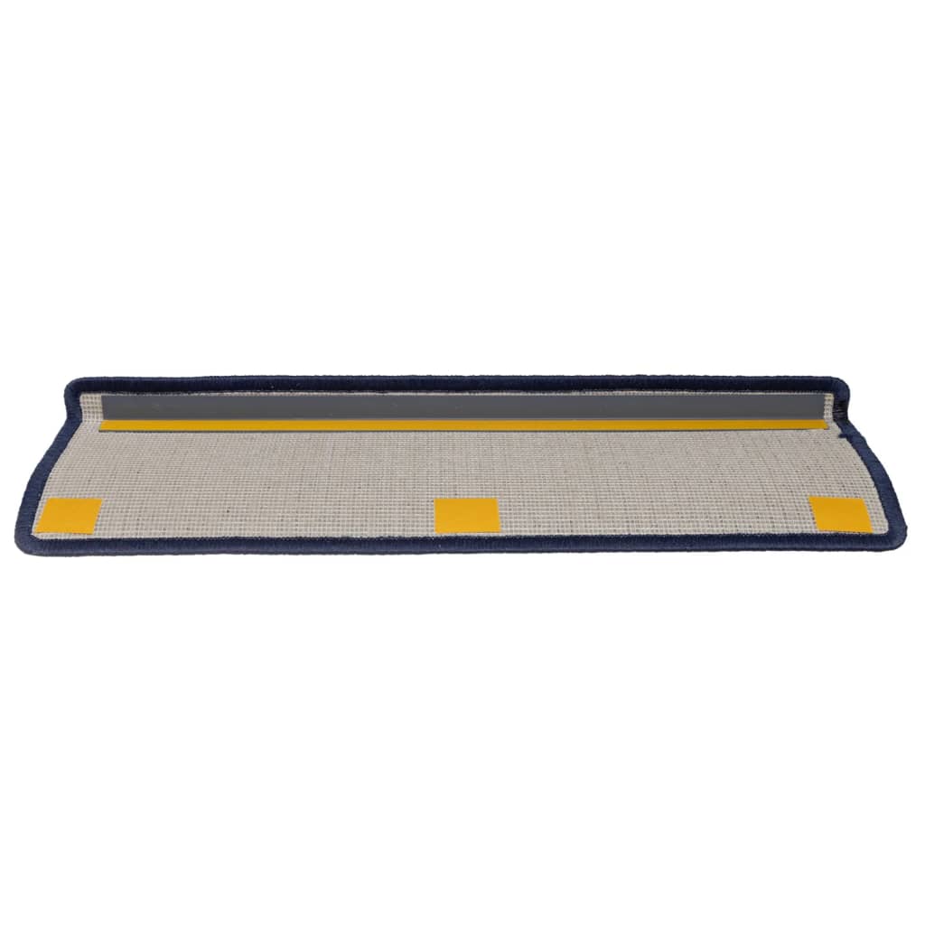 Tappetini per scale 15 pz 65x21x4 cm Grigio scuro e blu con bordo rettangolare - homemem39