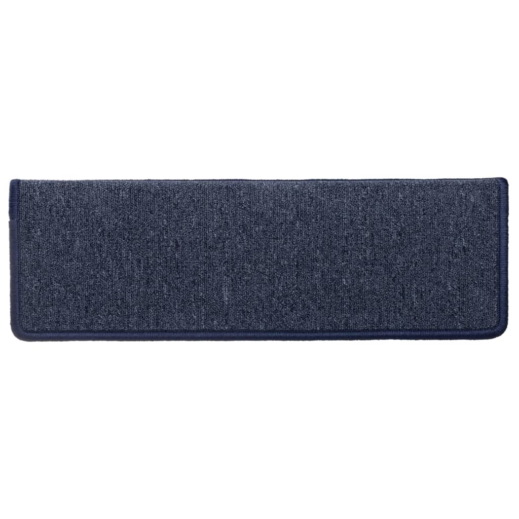 Tappetini per scale 15 pz 65x21x4 cm Grigio scuro e blu con bordo rettangolare - homemem39