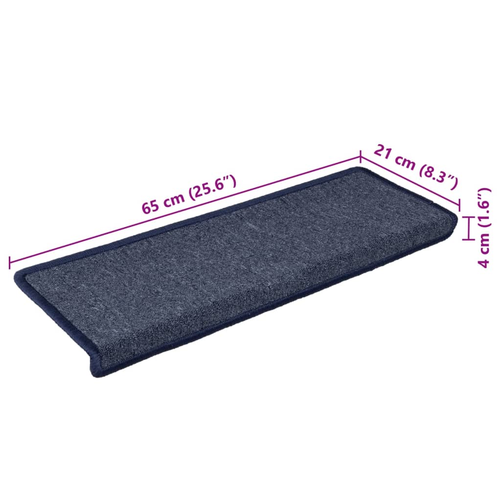 Tappetini per scale 15 pz 65x21x4 cm Grigio scuro e blu con bordo rettangolare - homemem39