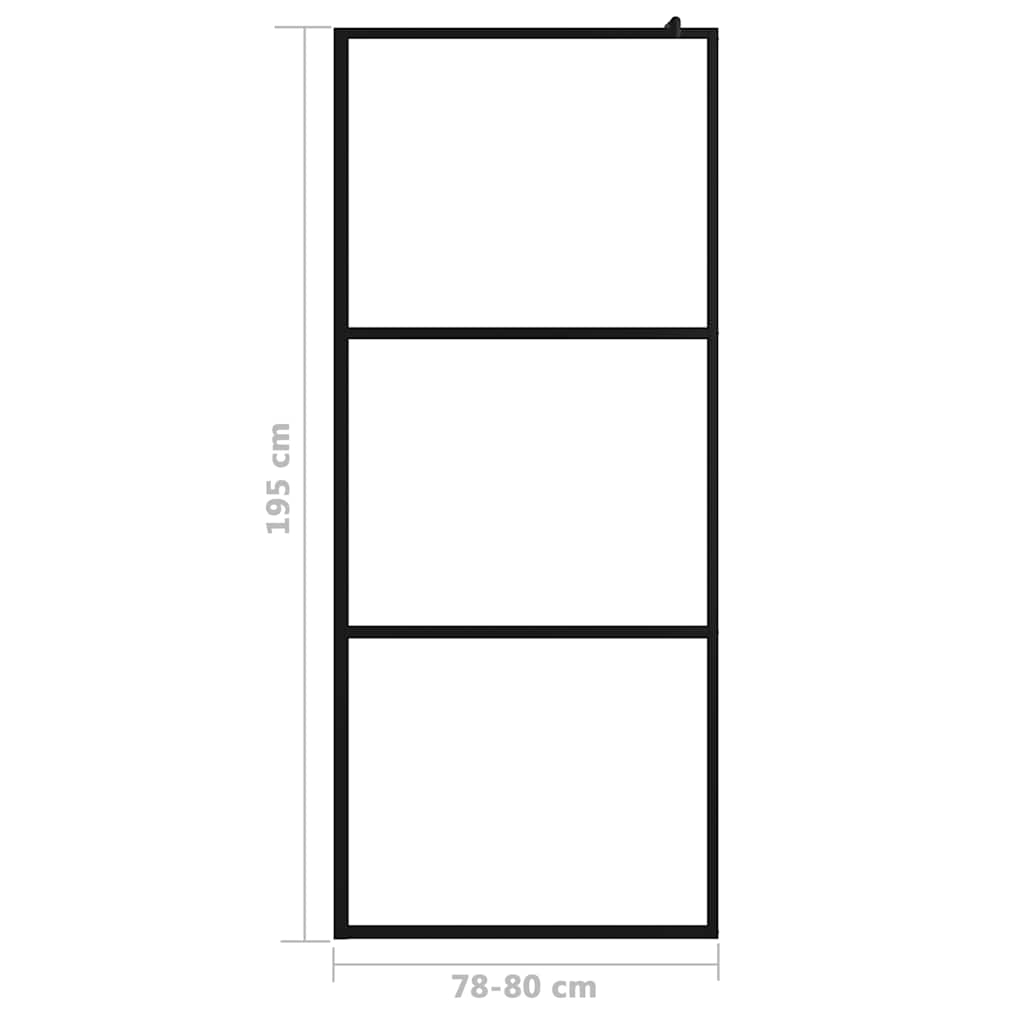 Parete Doccia Walk-in in Vetro Trasparente ESG Nera 80x195 cm | homemem39