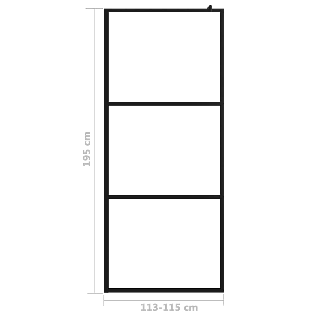 Parete Doccia Walk-in in Vetro Trasparente ESG Nera 115x195 cm - homemem39