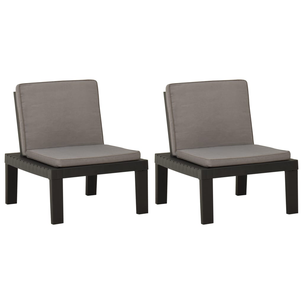 Sedie a Sdraio da Giardino con Cuscini 2 pz in Plastica Grigio - homemem39