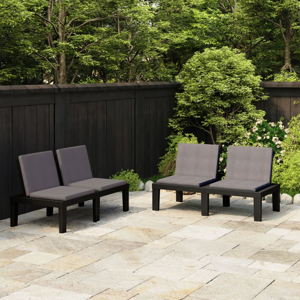 Panchine da Giardino con Cuscini 2 pz in Plastica Grigio - homemem39