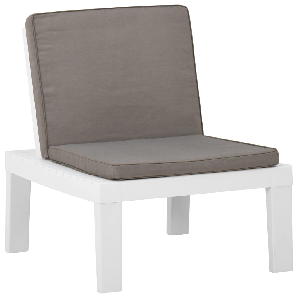 Set Divani da Giardino con Cuscini 4 pz in Plastica Bianco | homemem39