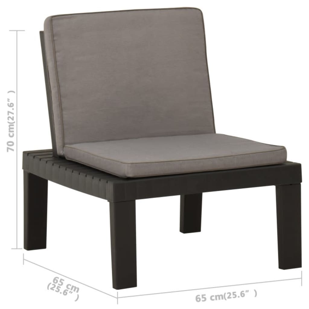 Set Divani da Giardino con Cuscini 4 pz in Plastica Grigio | homemem39