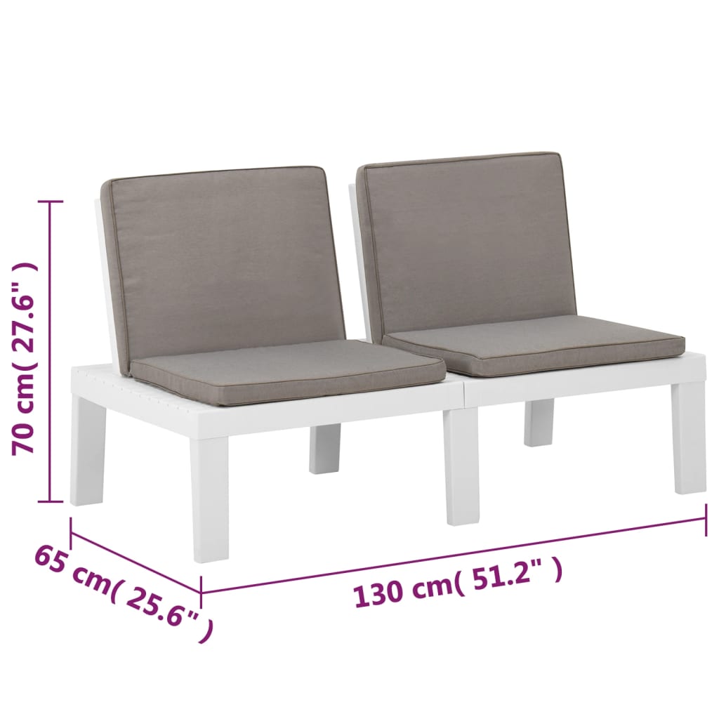 Set Divani da Giardino con Cuscini 4 pz in Plastica Bianco - homemem39
