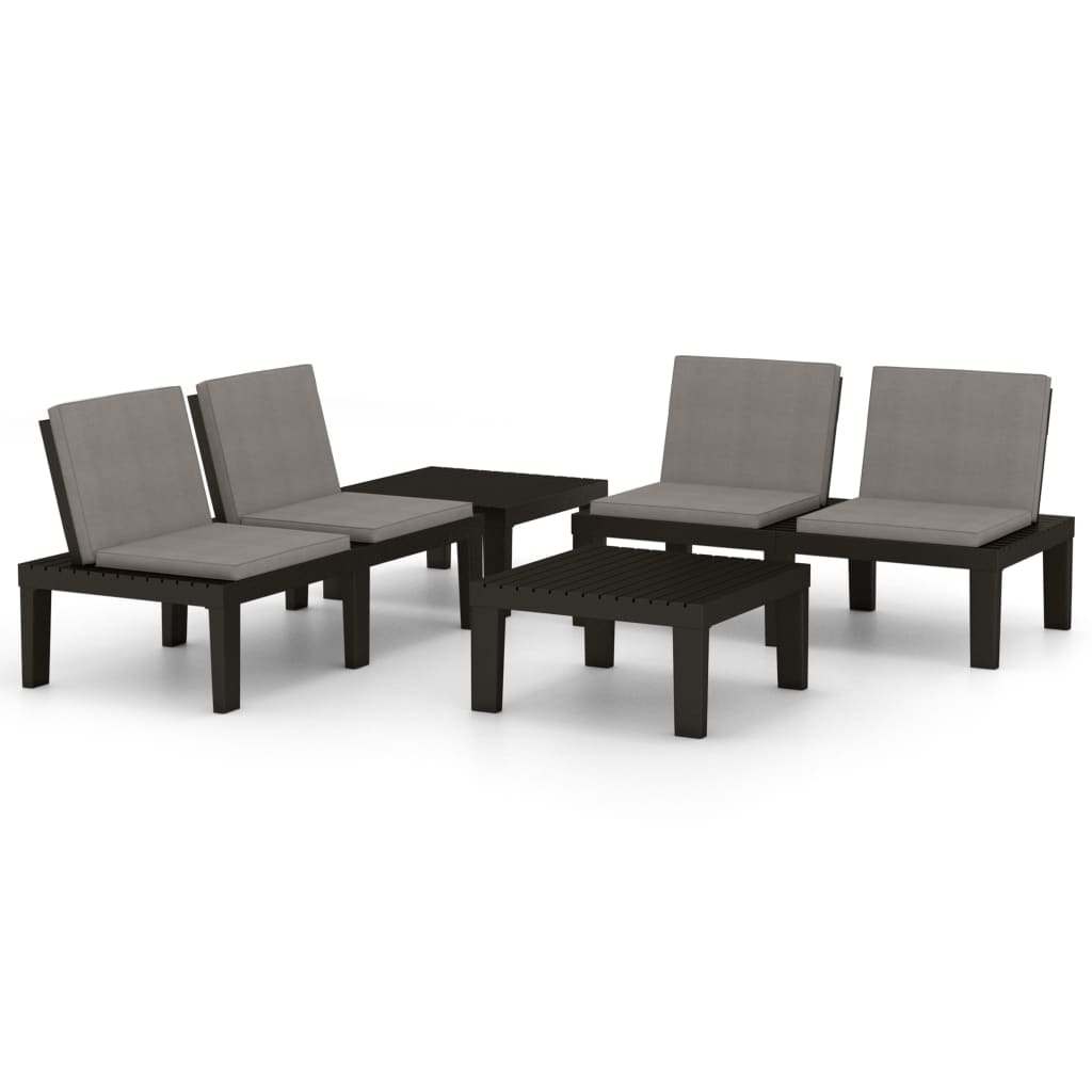 Set Divani da Giardino con Cuscini 4 pz in Plastica Grigio - homemem39