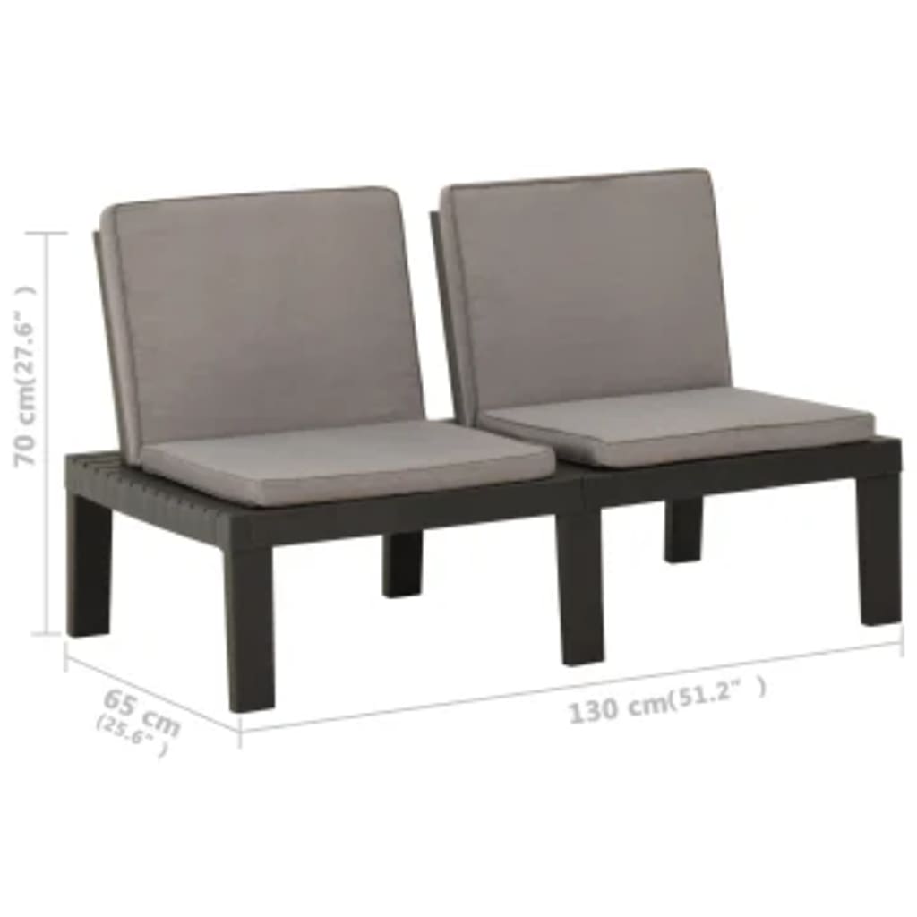 Set Divani da Giardino con Cuscini 4 pz in Plastica Grigio - homemem39