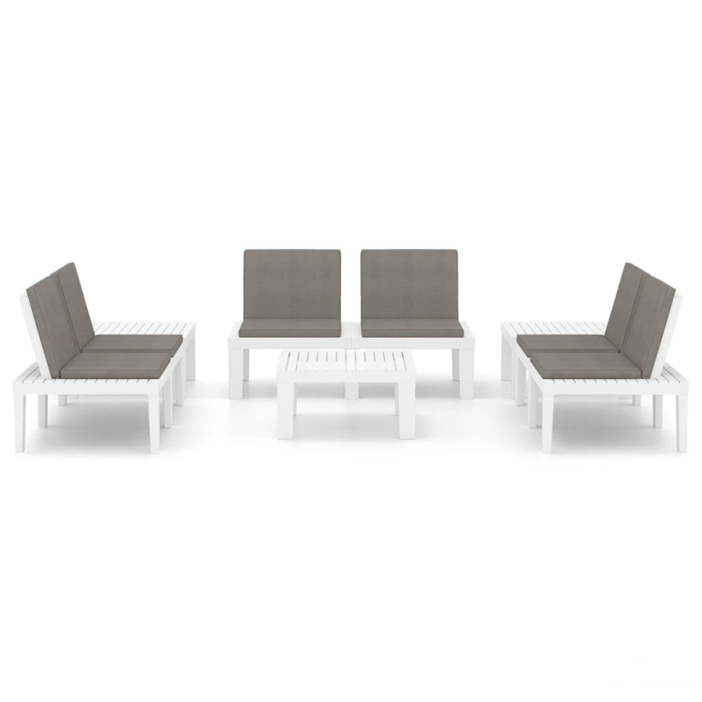 Set Divani da Giardino con Cuscini 6 pz in Plastica Bianco - homemem39