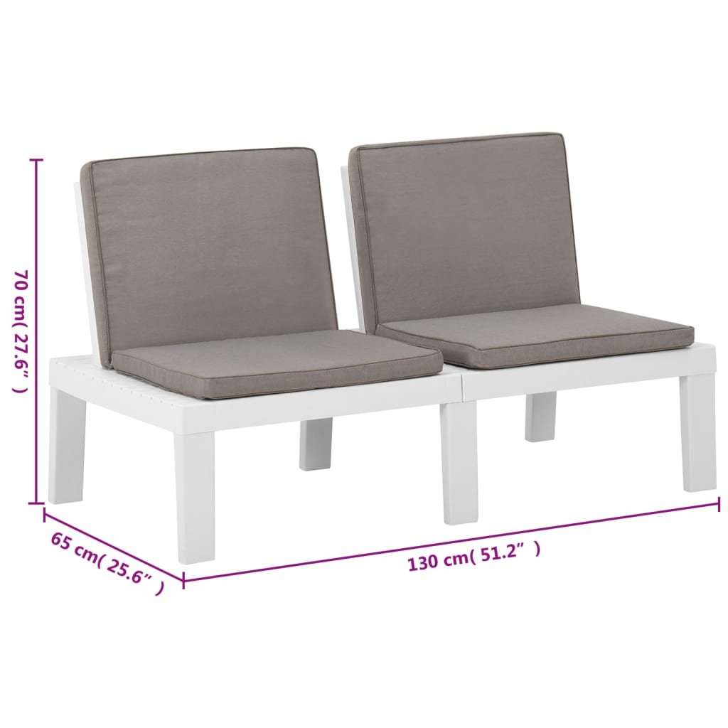 Set Divani da Giardino con Cuscini 6 pz in Plastica Bianco - homemem39