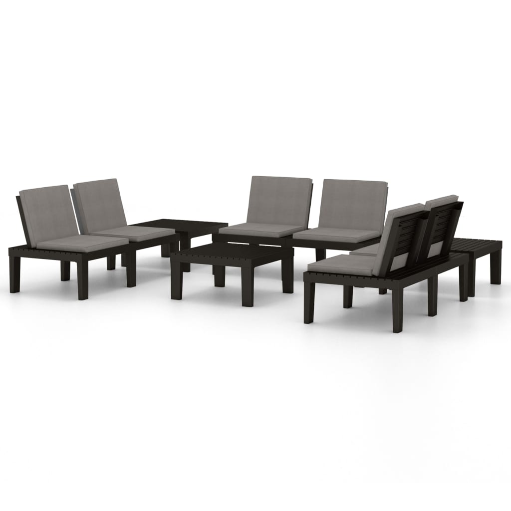 Set Divani da Giardino con Cuscini 6 pz in Plastica Grigio - homemem39