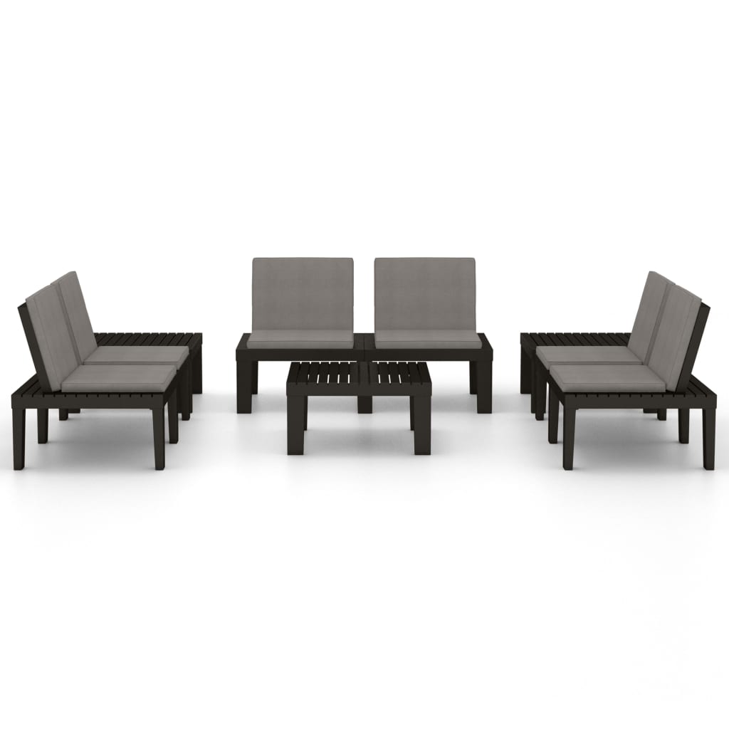 Set Divani da Giardino con Cuscini 6 pz in Plastica Grigio - homemem39