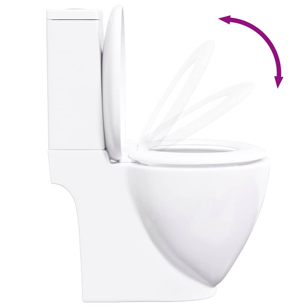 Vaso WC in Ceramica da Bagno Rotondo Base con Scarico Bianco - homemem39