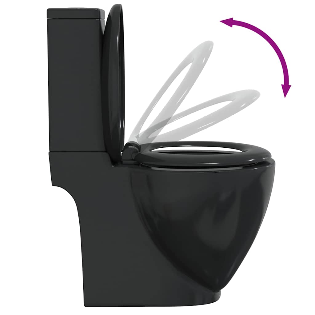 Vaso WC in Ceramica da Bagno Rotondo Base con Scarico Nero - homemem39